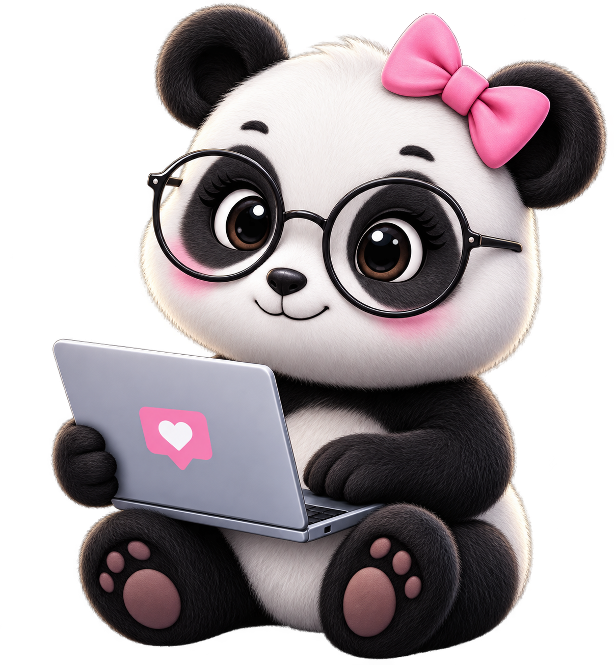 A confident panda wearing creative glasses and holding a marker